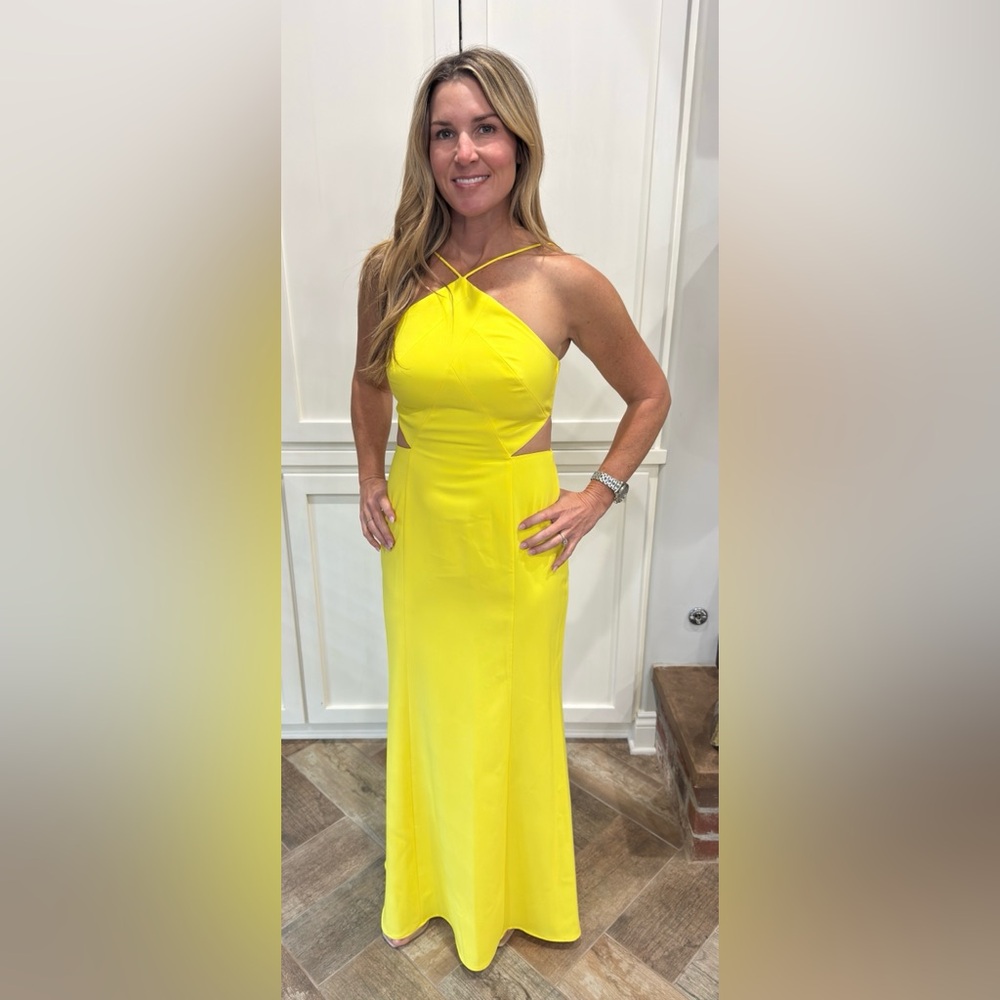 Aidan Mattox Vibrant Yellow One-Shoulder Dress
